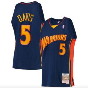 Basketball Jersey 2006-07 Golden State Warriors #5 Baron Davis Mitchell & Ness Navy Jersey White 595502