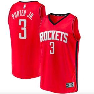 2021-22 Houston Rockets #3 Kevin Porter Jr. Basketball Jersey Fast Break Icon Red Jersey White 600071