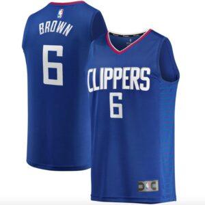 Basketball Jersey 2022-23 LA Clippers #6 Moses Brown Fast Break Icon Royal Jersey Grey 606684