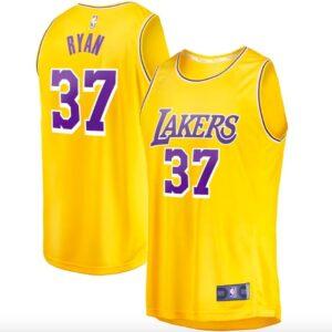 Basketball Jersey 2022-23 LA Lakers #37 Matt Ryan Fast Break Icon Gold Jersey White 606931