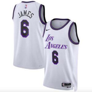 Basketball Jersey 2022-23 LA Lakers #6 LeBron James Swingman City White Jersey Violet 606749