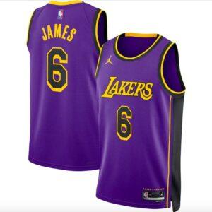 Basketball Jersey 2022-23 LA Lakers #6 LeBron James Swingman Statement Purple Jersey Black 606709