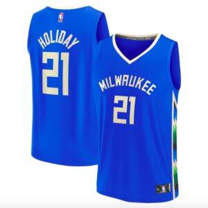 Basketball Jersey 2022-23 Milwaukee Bucks #21 Jrue Holiday Fastbreak City Royal Jersey 608231