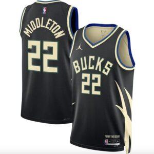 Basketball Jersey 2022-23 Milwaukee Bucks #22 Khris Middleton Swingman Statement Black Jersey 608372