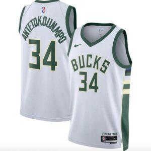 Basketball Jersey 2022-23 Milwaukee Bucks #34 Giannis Antetokounmpo Swingman Association White Jersey 608125