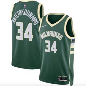 Basketball Jersey 2022-23 Milwaukee Bucks #34 Giannis Antetokounmpo Swingman Icon Green Jersey 608066