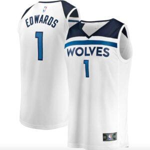 Basketball Jersey 2022-23 Minnesota Timberwolves #1 Anthony Edwards Fast Break Association White Jersey Orange 608923