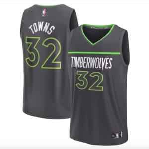 Basketball Jersey 2022-23 Minnesota Timberwolves #32 Karl-Anthony Towns Fast Break Statement Anthracite Jersey 609719