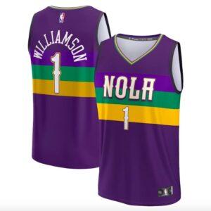 Basketball Jersey 2022-23 New Orleans Pelicans #1 Zion Williamson Fastbreak City Purple Jersey 609854