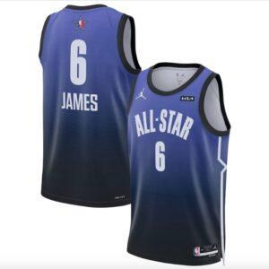 Basketball Jersey 2023 NBA All-Star #6 LeBron James Swingman Blue Jersey Black 606808