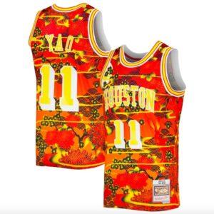 Houston Rockets #11 Yao Ming Mitchell & Ness Lunar New Year Red Jersey Basketball Jersey Grey 600154