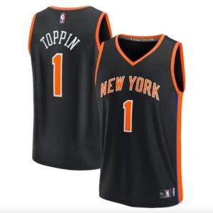 Basketball Jersey 2022-23 New York Knicks #1 Obi Toppin Fast Break City Black Jersey 613236