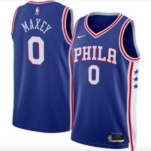 Basketball Jersey 2022-23 Philadelphia 76ers #0 Tyrese Maxey Swingman Icon Royal Jersey Black 617010