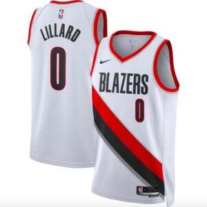 Basketball Jersey 2022-23 Portland Trail Blazers #0 Damian Lillard Swingman Association White Jersey Blue 620455