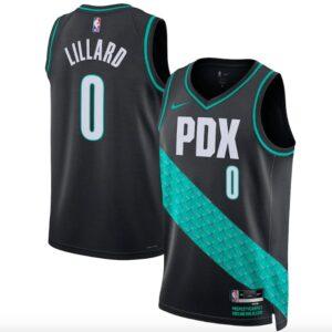 Basketball Jersey 2022-23 Portland Trail Blazers #0 Damian Lillard Swingman City Black Jersey Blue 620431