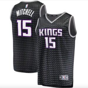 Basketball Jersey 2022-23 Sacramento Kings #15 Davion Mitchell Fast Break Statement Black Jersey 620898