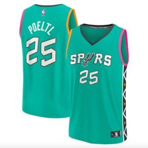 Basketball Jersey 2022-23 San Antonio Spurs #25 Jakob Poeltl Fast Break City Turquoise Jersey 621177