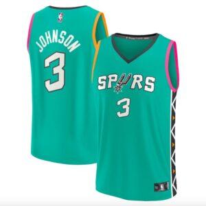 Basketball Jersey 2022-23 San Antonio Spurs #3 Keldon Johnson Fast Break City Turquoise Jersey 621164