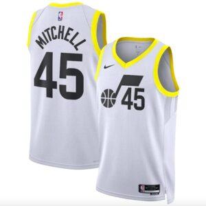 Basketball Jersey 2022-23 Utah Jazz #45 Donovan Mitchell Swingman Association White Jersey Pink 623675