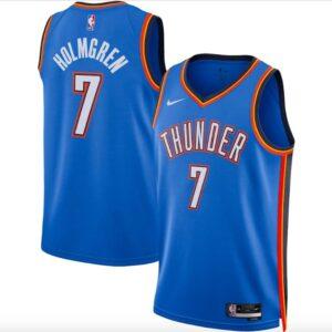 Basketball Jersey 2022 NBA Draft First Round Pick Oklahoma City Thunder #7 Chet Holmgren Swingman Icon Blue Jersey 613378