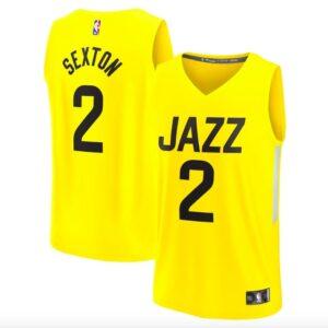 Basketball Jersey 2022-23 Utah Jazz #2 Collin Sexton Fast Break Icon Yellow Jersey 626550