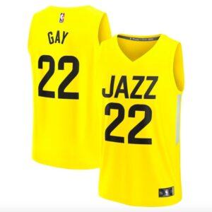 Basketball Jersey 2022-23 Utah Jazz #22 Rudy Gay Fast Break Icon Yellow Jersey Black 628727