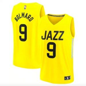 Basketball Jersey 2022-23 Utah Jazz #9 Leandro Bolmaro Fast Break Icon Yellow Jersey Black 628784