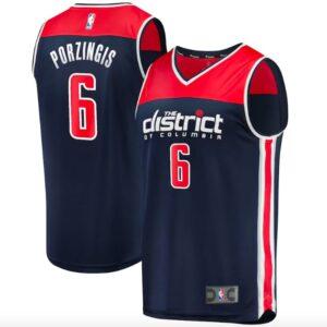 Basketball Jersey 2022-23 Washington Wizards #6 Kristaps Porzingis Fastbreak Statement Navy Jersey Black 628916