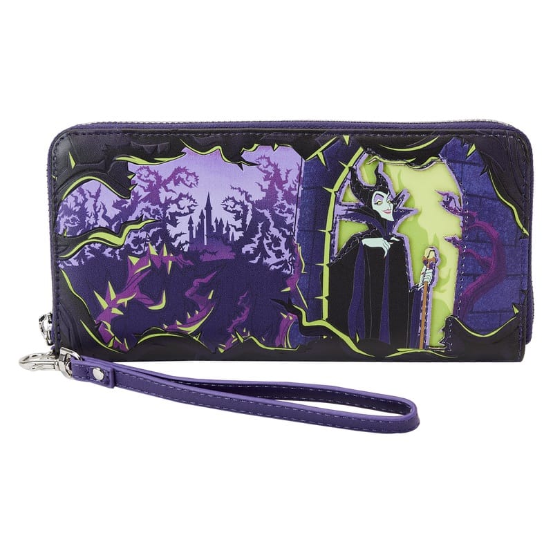 Maleficent Window Box Glow Zip Around Wristlet Wallet 643616