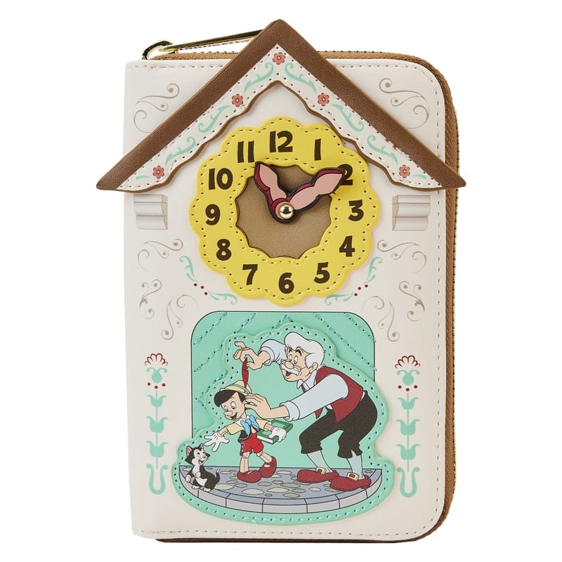 Pinocchio Cuckoo Clock Zip Around Wallet Gold 644385