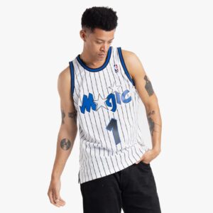 Basketball Jersey 1993-94 Orlando Magic Penny Hardaway #1 Swingman Hardwood Classics White Pinstripes Jersey Silver 694172