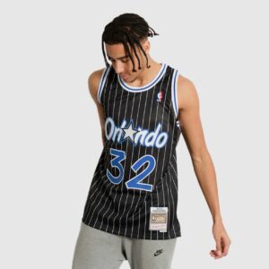 Basketball Jersey 1994-95 Orlando Magic Shaquille O'Neal #32 Swingman Hardwood Classics Black Pinstripes Jersey 694200