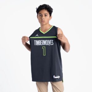 Basketball Jersey 2022-23 Minnesota Timberwolves Anthony Edwards #1 Youth Swingman Statement Edition Black Jersey Black 694304