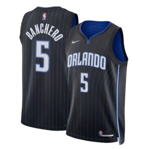 Basketball Jersey 2023-24 Orlando Magic Paolo Banchero #5 Youth Swingman Icon Edition Black Jersey Black 695052