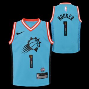 Basketball Jersey 2022-23 Phoenix Suns Devin Booker #1 Boys Swingman City Edition Teal Jersey Turquoise 694580