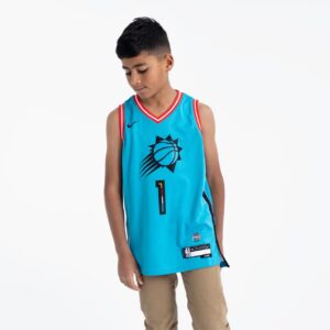 Basketball Jersey 2022-23 Phoenix Suns Devin Booker #1 Youth Swingman City Edition Teal Jersey Turquoise 694555