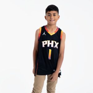 Basketball Jersey 2022-23 Phoenix Suns Devin Booker #1 Youth Swingman Statement Edition Black Jersey Black 694544