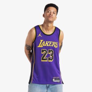 Basketball Jersey 2023-24 Los Angeles Lakers LeBron James #23 Swingman Statement Edition Purple Jersey White 691478