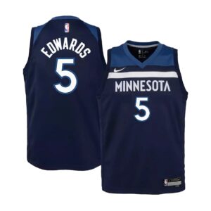 Basketball Jersey 2023-24 Minnesota Timberwolves Anthony Edwards #5 Youth Swingman Icon Edition Navy Jersey Blue 694298