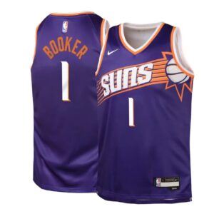 Basketball Jersey 2023-24 Phoenix Suns Devin Booker #1 Youth Swingman Icon Edition Purple Jersey Violet 695505