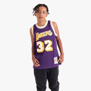 Basketball Jersey 1984-85 Los Angeles Lakers Magic Johnson #32 Youth Swingman Hardwood Classics Purple Jersey Violet 696845