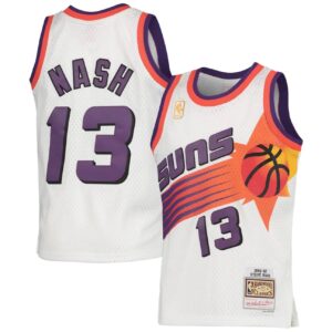 Basketball Jersey 1996-97 Phoenix Suns Steve Nash #13 Youth Swingman Hardwood Classics White Jersey Blue 697090