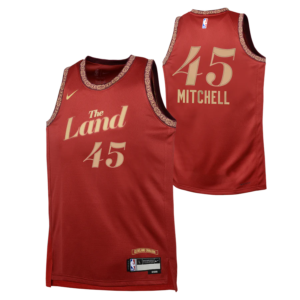 Basketball Jersey 2023-24 Cleveland Cavaliers Donovan Mitchell #45 Youth Swingman City Edition Red Jersey Red 696885