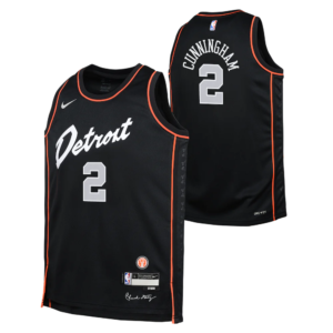 Basketball Jersey 2023-24 Detroit Pistons Cade Cunningham #2 Youth Swingman City Edition Black Jersey Black 696920