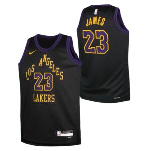 Basketball Jersey 2023-24 Los Angeles Lakers LeBron James #23 Youth Swingman City Edition Black Jersey Black 696837