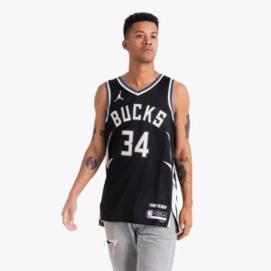 Basketball Jersey 2023-24 Milwaukee Bucks Giannis Antetokounmpo #34 Swingman Statement Edition Black Jersey White 695850