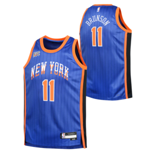 Basketball Jersey 2023-24 New York Knicks Jalen Brunson #11 Youth Swingman City Edition Blue Jersey Violet 696890