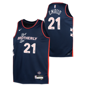 Basketball Jersey 2023-24 Philadelphia 76ers Joel Embiid #21 Youth Swingman City Edition Navy Jersey Dark blue 696862