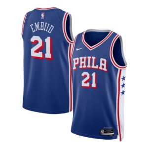 Basketball Jersey 2023-24 Philadelphia 76ers Joel Embiid #21 Youth Swingman Icon Edition Blue Jersey Blue 696856