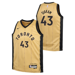 Basketball Jersey 2023-24 Toronto Raptors Pascal Siakam #43 Youth Swingman City Edition Gold Jersey Gold 697045